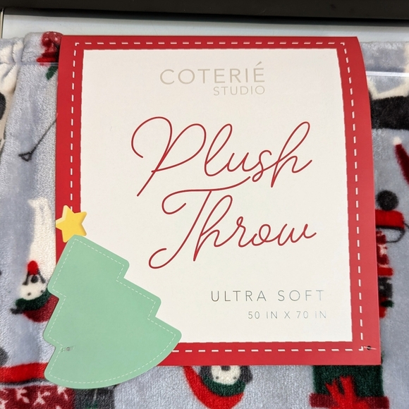 Boston Terrier Christmas Black White Dog Breed Plush Throw 50"x 70" Silver NWT - Picture 9 of 12